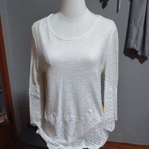 Adrianna Papell Cream Lace Top